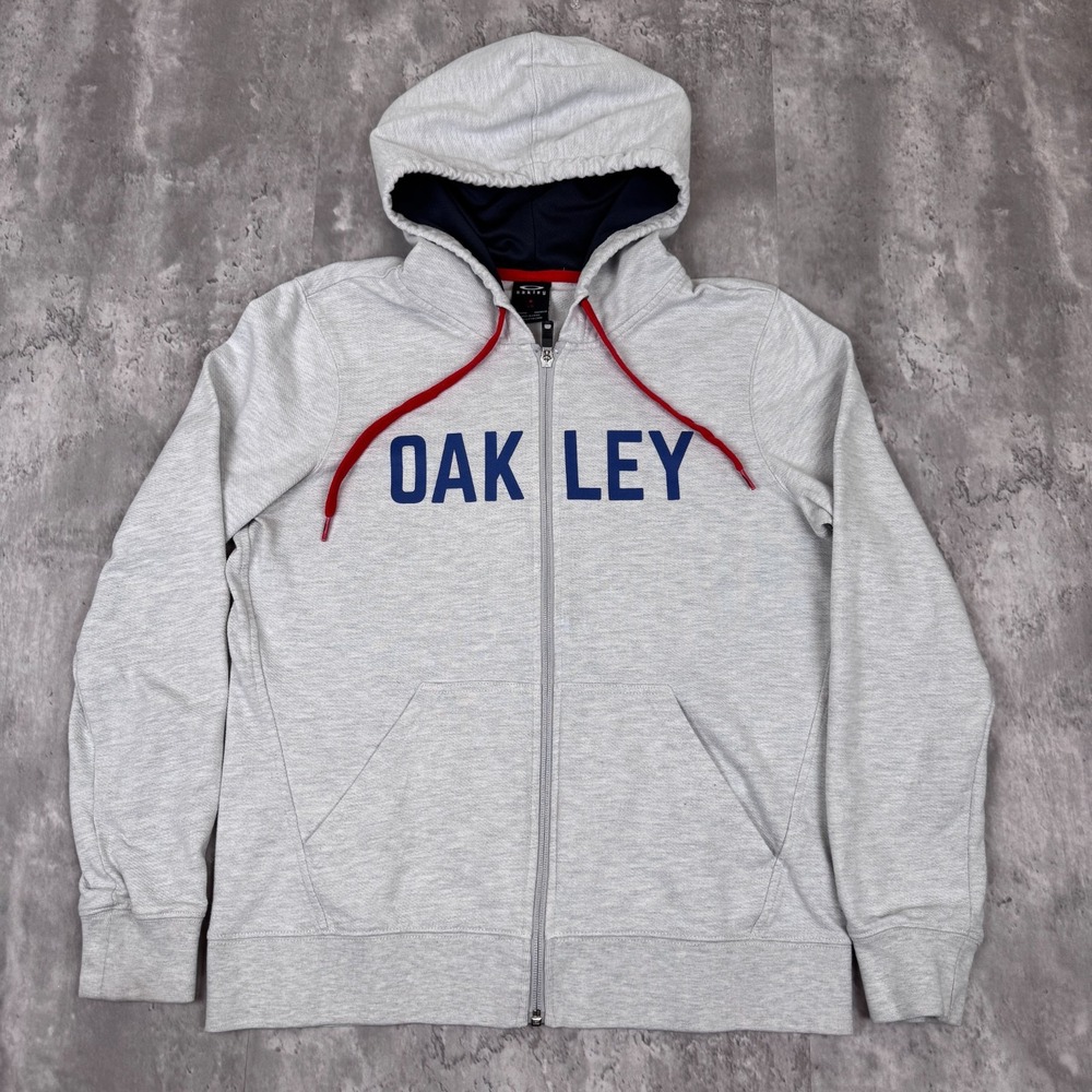 Oakley Hoodie Womens Large Gray Logo Tech Full Zip Athletic Jacket Y2K